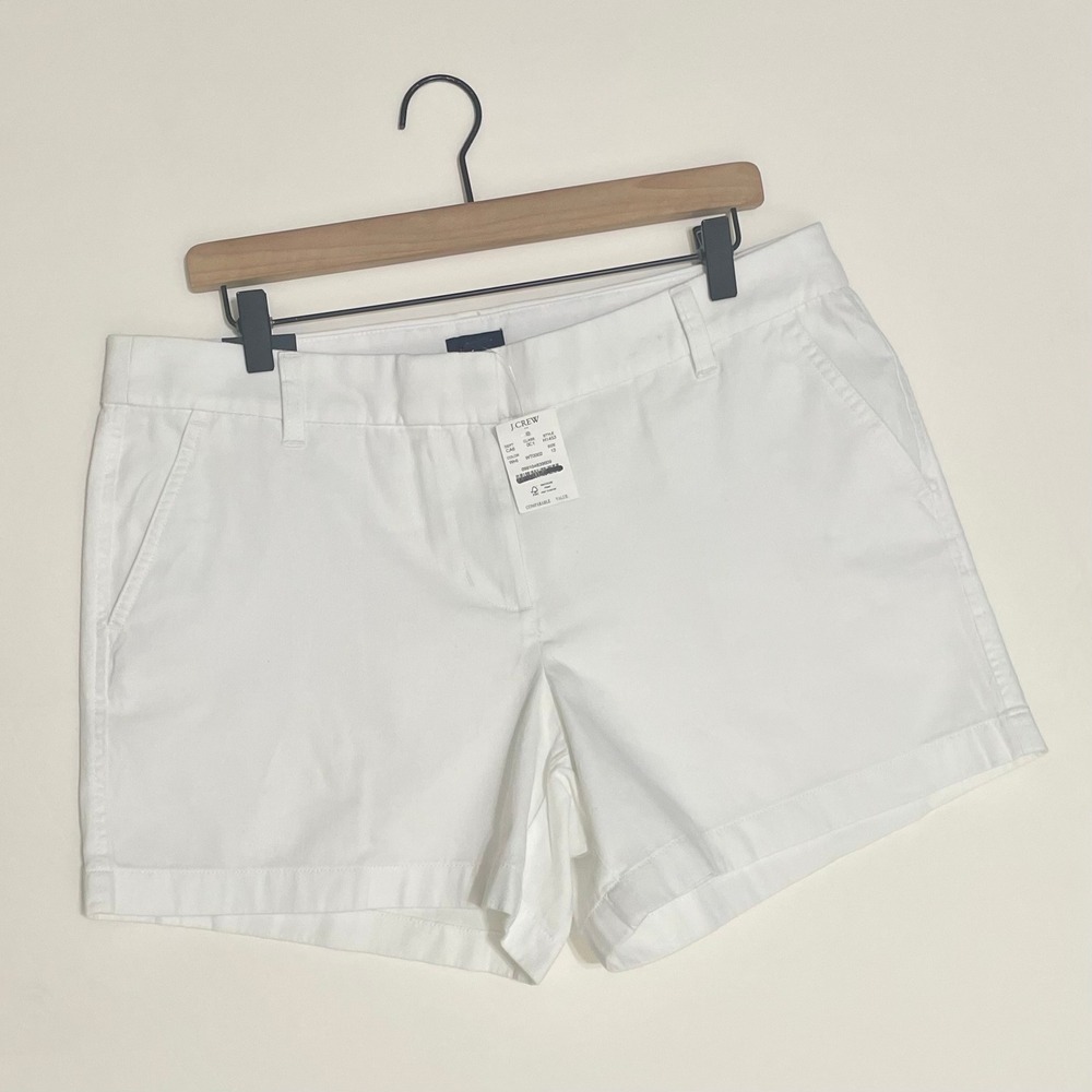 NWT!!‎ J. CREW Factory 5" Classic Chino Shorts Solid White Pockets Preppy 12 - Picture 3 of 15